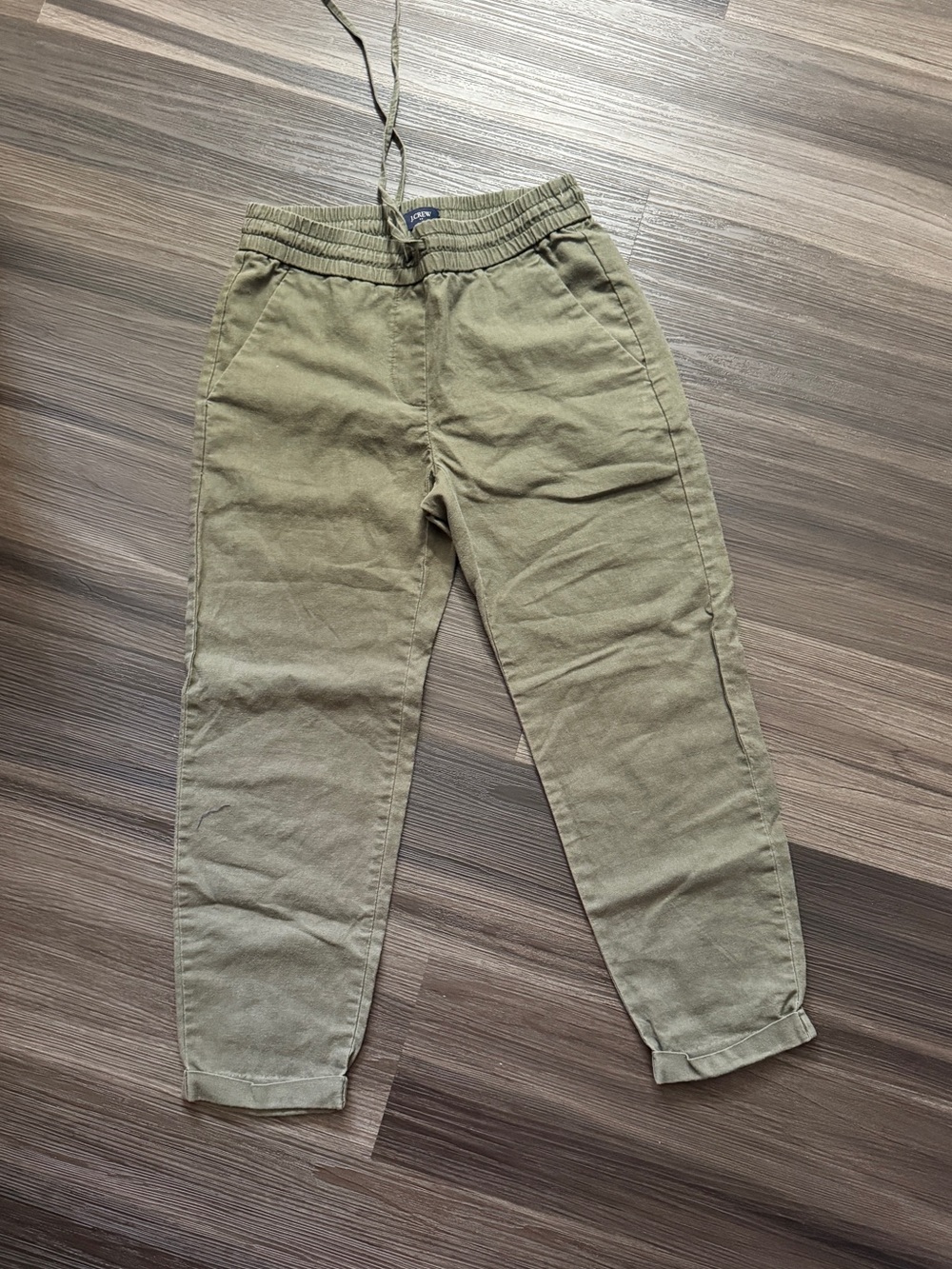 J. Crew Olive Green Drawstring Linen Blend (Petite)